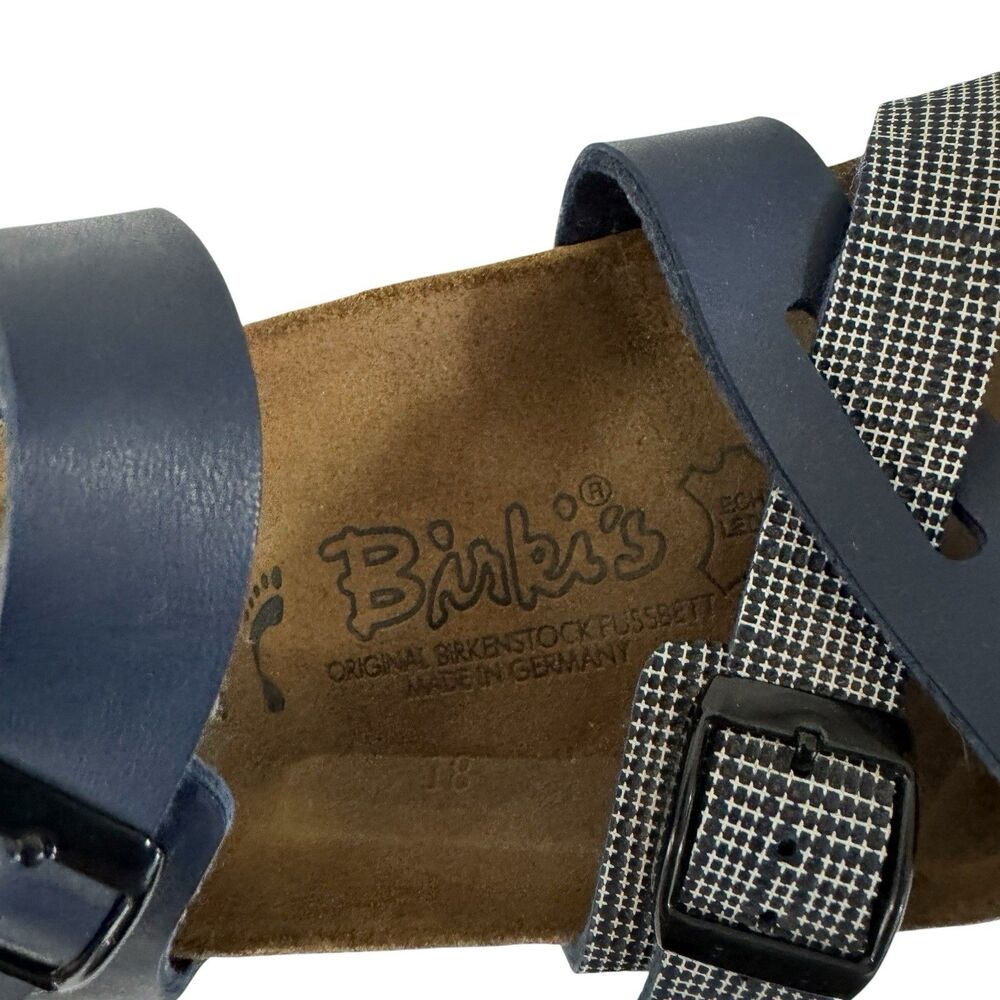 Birkenstock Birki's Lillie 39 8/8.5 NARROW Criss Cross Blue Sandal Women READ - Picture 11 of 15